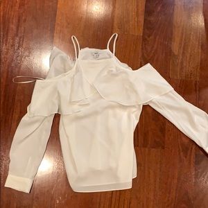 Bar III white long sleeve over the shoulder blouse